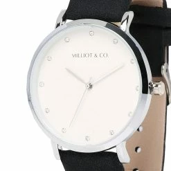 Milliot & Co PU Strap Watches Louis Silver Pu Strap Watch (Black)