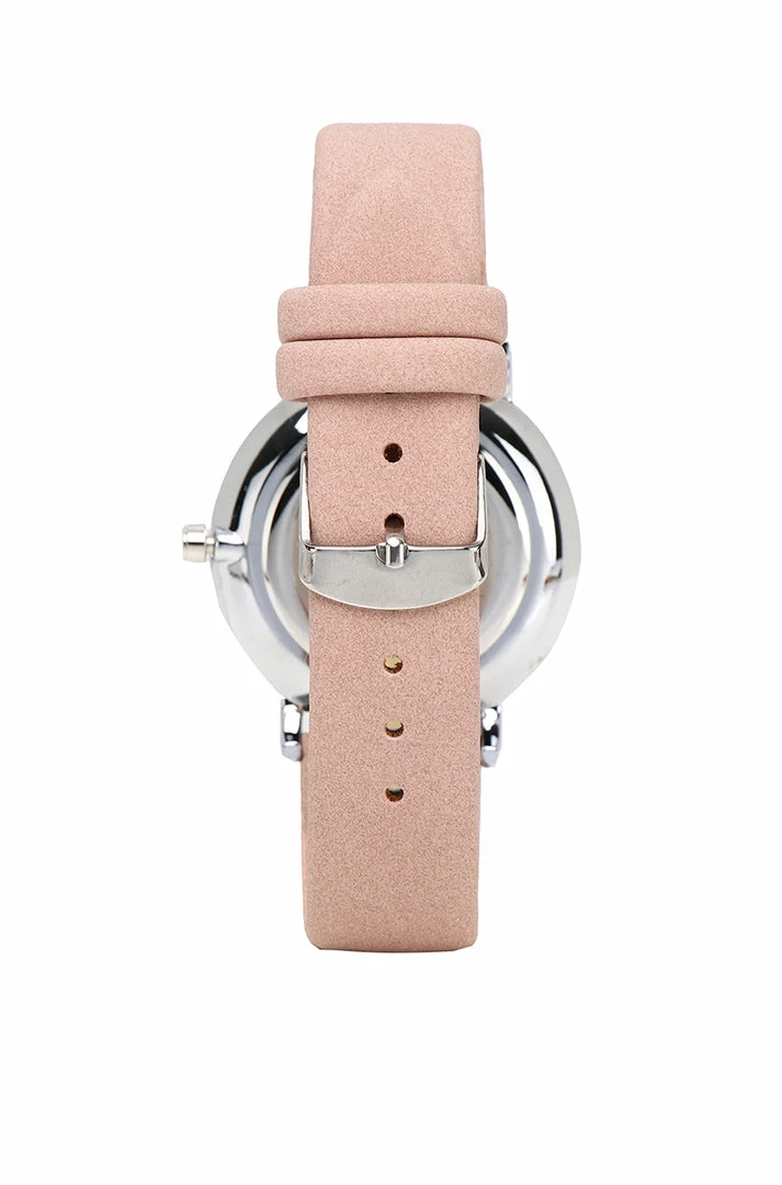 Milliot & Co Louis Silver Pu Strap Watch (Pink) PU Strap Watches