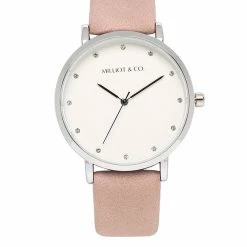 Milliot & Co Louis Silver Pu Strap Watch (Pink) PU Strap Watches