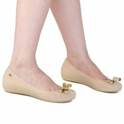 Milliot & Co Sundae Peep Toe Jelly Ballerina Flats (Nude) Shoes