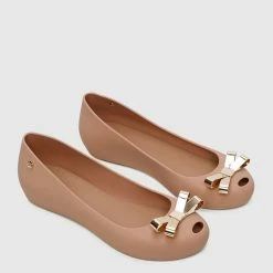 Milliot & Co Shoes Sundae Peep Toe Jelly Ballerina Flats (Pink)