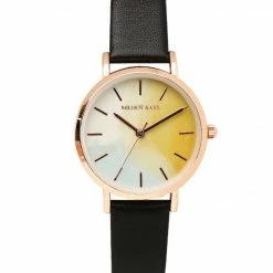 Milliotandco Tinker Rose Gold Leather Strap Watch (Black)