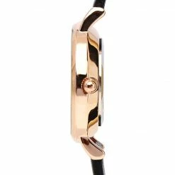 Milliotandco Tinker Rose Gold Leather Strap Watch (Black)