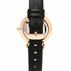 Milliotandco Tinker Rose Gold Leather Strap Watch (Black)