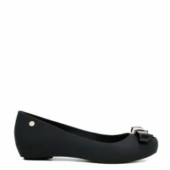 Milliot & Co Whimsical Peep Toe Jelly Ballerina Flats (Black)
